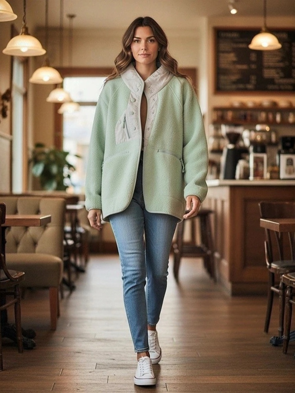 MNG Fleece Jacket in Green XL NWT